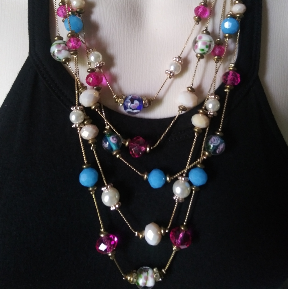 Beautiful multi-strand Murano Glass bead necklace